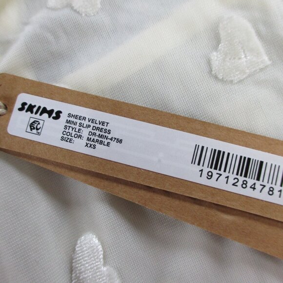 SKIMS Sheer Velvet Mini Slip Dress Womens 2XS XXS Marble Hearts All Over NWT - Picture 4 of 9